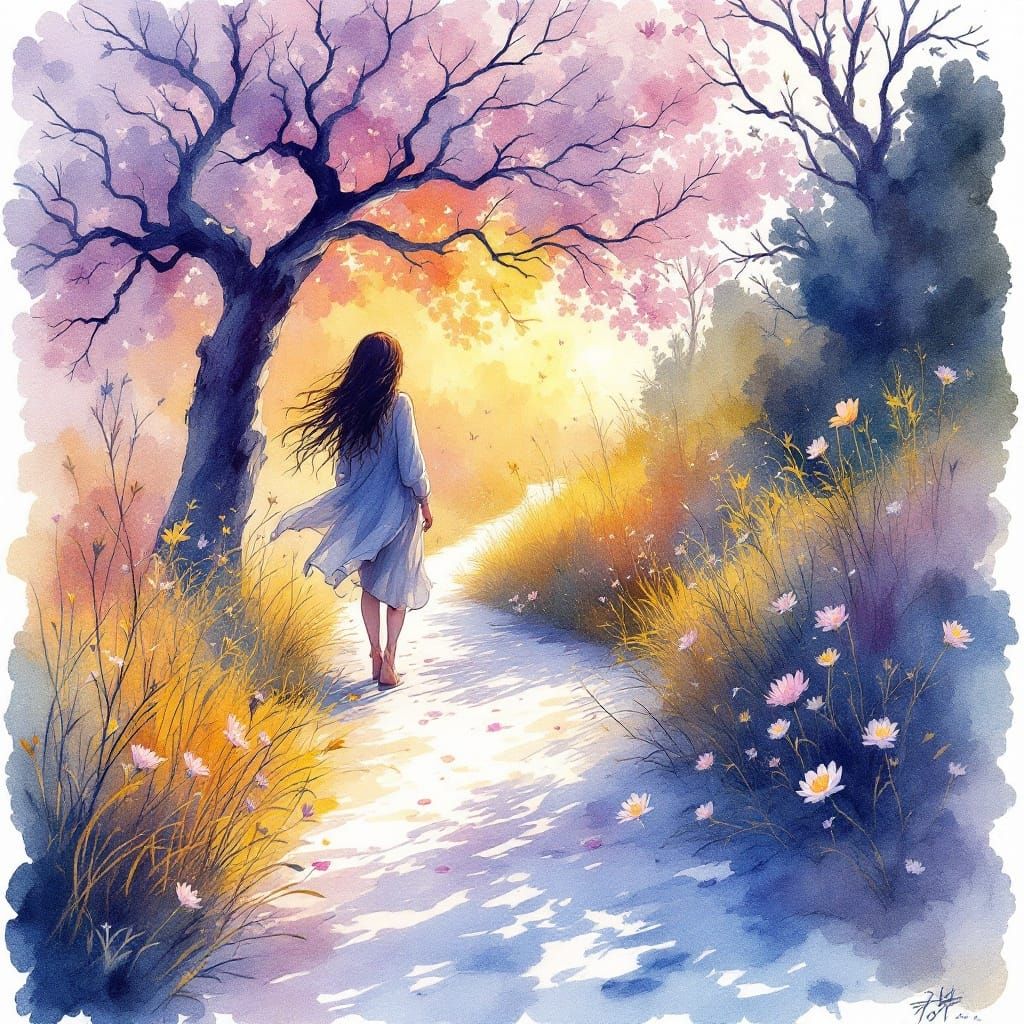 Sample image in the inked watercolor style