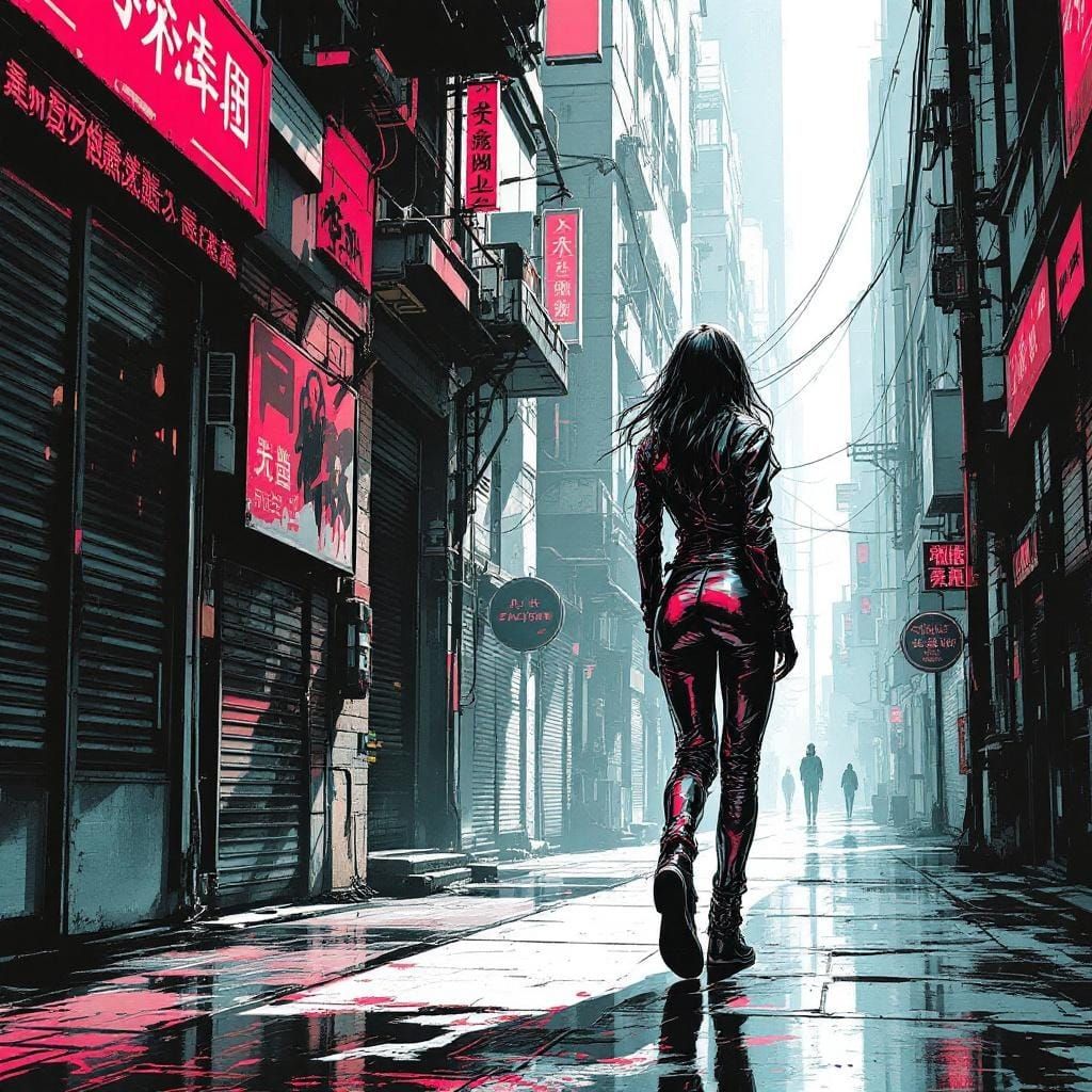 Sample image in the GrittyCyberpunk style