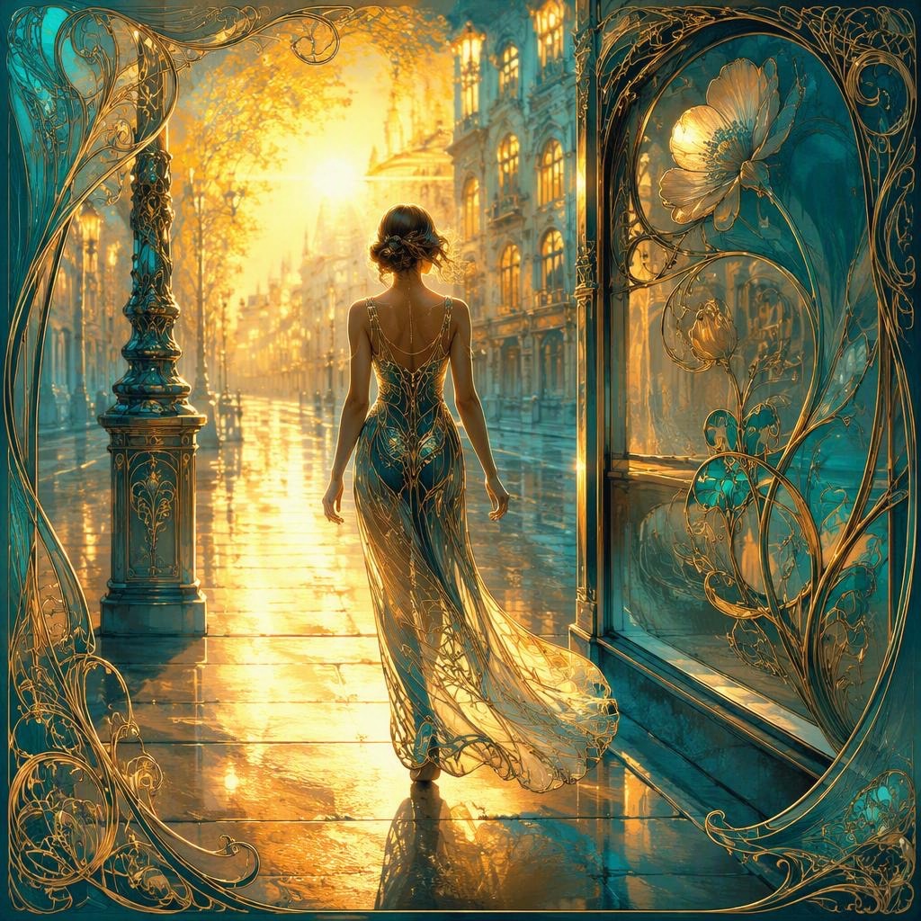 The Luminous Chrome Nouveau style rendered with gpt-image-2-low