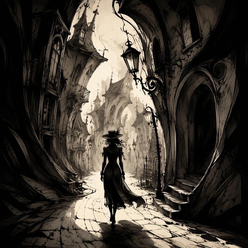 The Gothic-Caricature-Noir style rendered with gpt-image-2-low