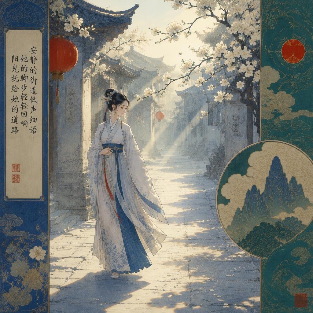 The Porcelain Wuxia Gongbi style rendered with gpt-image-2-low