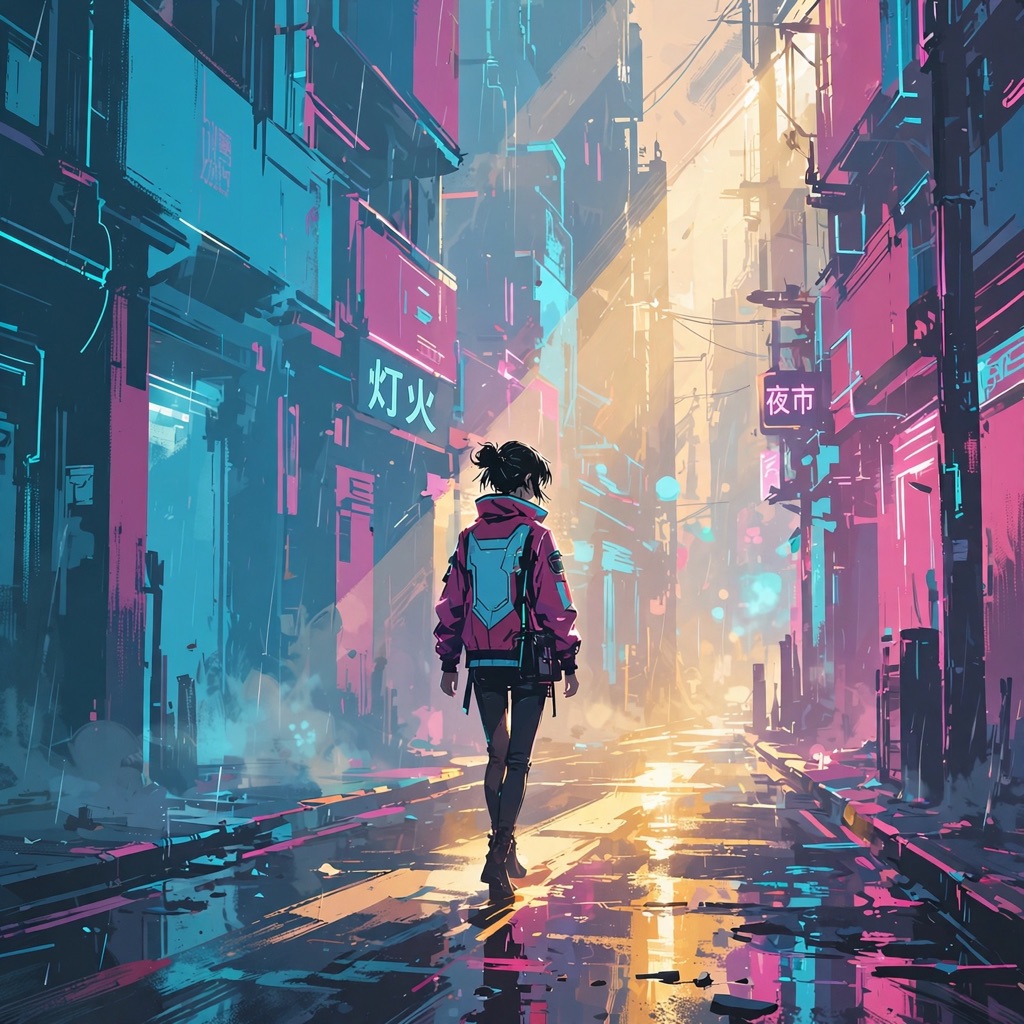 The Neo-Edo Neon style rendered with muse-image-1.0